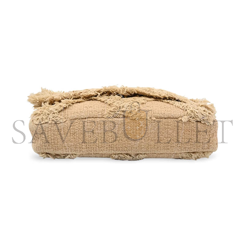 Ch**el master beige tweed fringe nature flap bag (26*16*5cm)